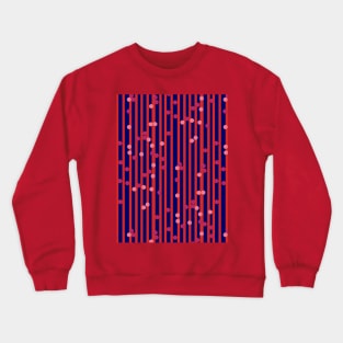 Stripes, Dots - Blue and Red Crewneck Sweatshirt